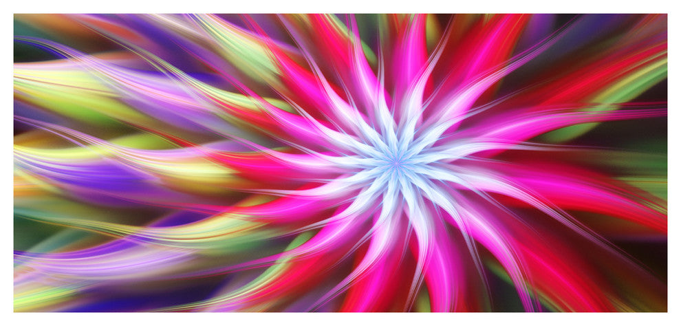 Pink Flower Dance Bright Spiral, Large Floral Canvas Art Print, 60"x28"