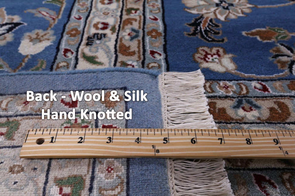 12' Square Wool and Silk Persian Nain Hand-Knotted Rug Q9351