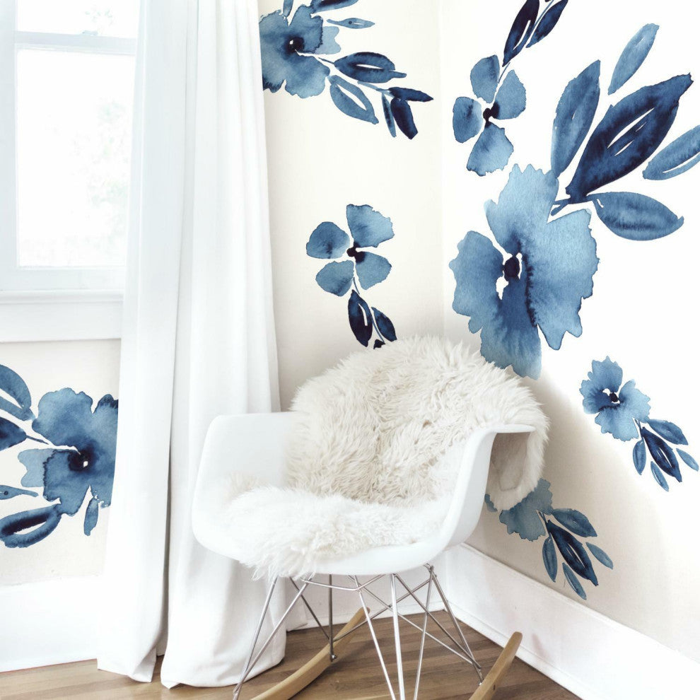 Blue Clara Jean April Showers Flowers XL Giant Wall Decals
