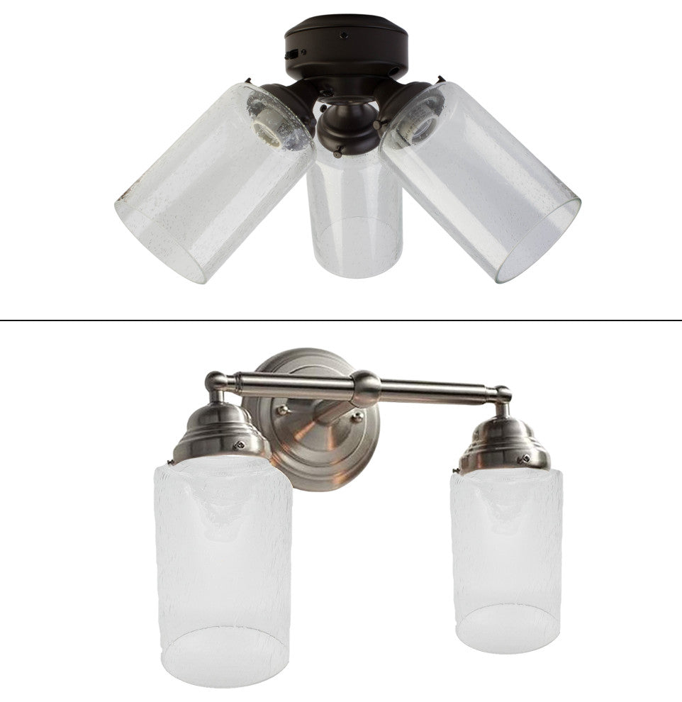 3 Pack Bubble Glass Shade screw fixed Clear Seeded for ceiling fan light fixture