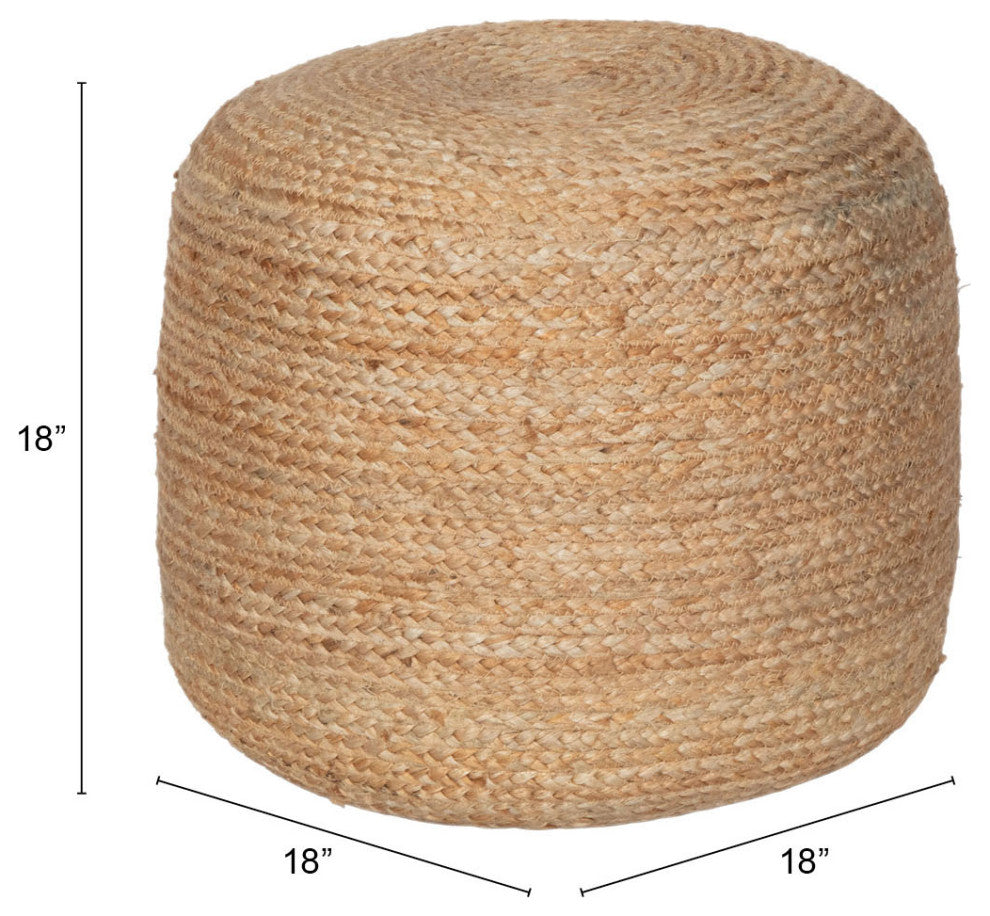 Ottoman Accent Chair, Jute Rope, Natural, Living Lounge Cafe Lobby Hospitality