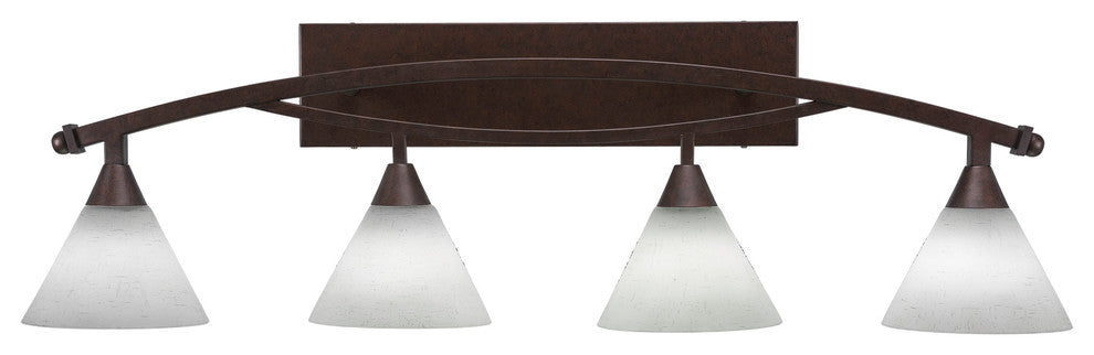 Bow 4-Light Bath Bar, With 7" White Muslin Glass, Bronze