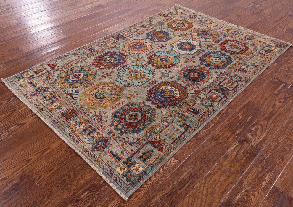 4' 0" X 6' 1" Fine Turkmen Ersari Handmade Rug - Q12478