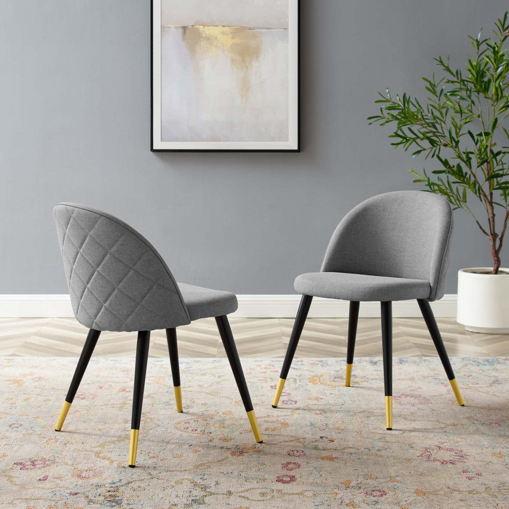 Cordial Upholstered Fabric Dining Chairs Set of 2, Light Gray
