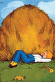 Under a Hay Stack Fast Asleep- Canvas Poster 20" x 30"
