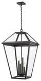 Zlite 579CHXLX-BK 4-Light Outdoor Chain Mount Ceiling Fixture, Clear Beveled