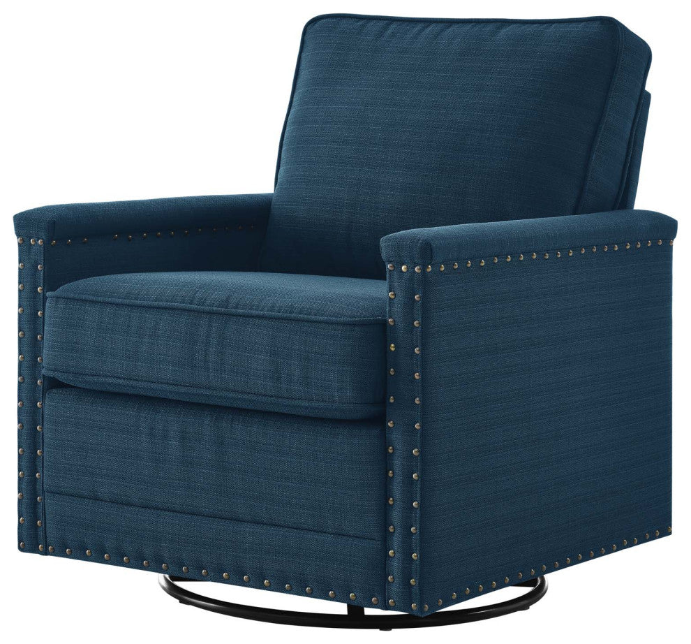 Armchair Accent Swivel Chair, Fabric, Navy Blue, Modern, Lounge Hospitality