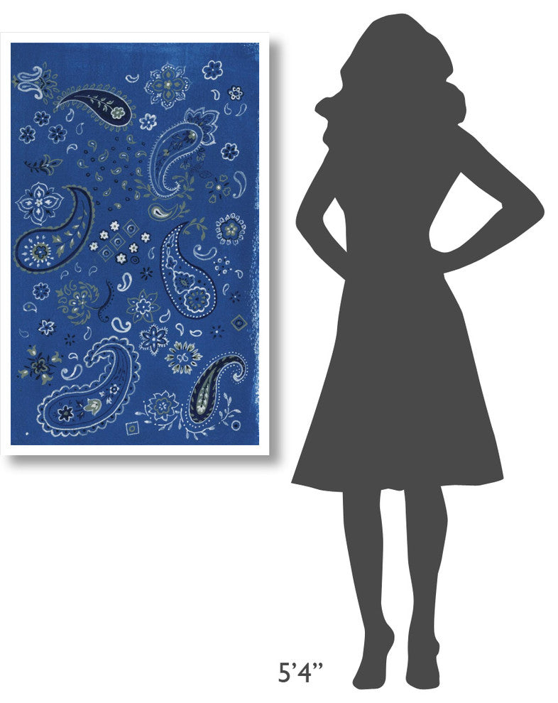 "Farm Nostalgia Blue Paisley" Digital Paper Print by Danhui Nai, 27"x42"