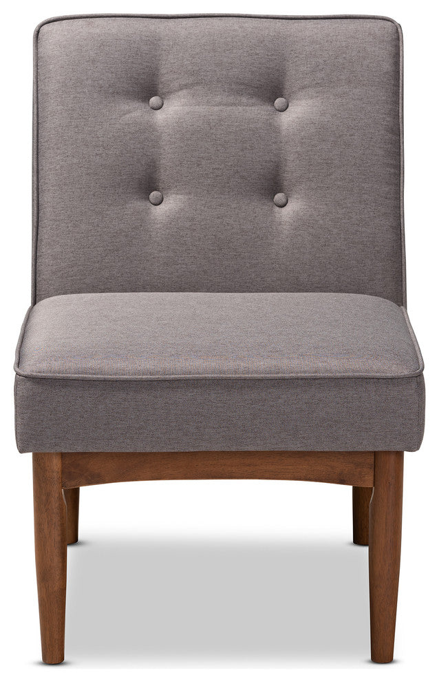 Marleen Mid-Century Modern Gray Fabric Wood Dining Chair