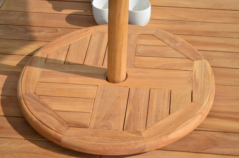Large 20" Teak Lazy Susan Turntable With 2" Umbrella Hole