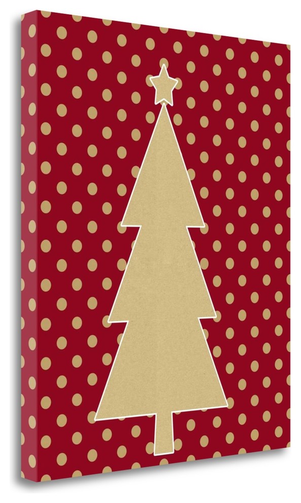 "Kraft Tree On Polka Dot" By Linda Woods, Giclee Print on Gallery Wrap Canvas