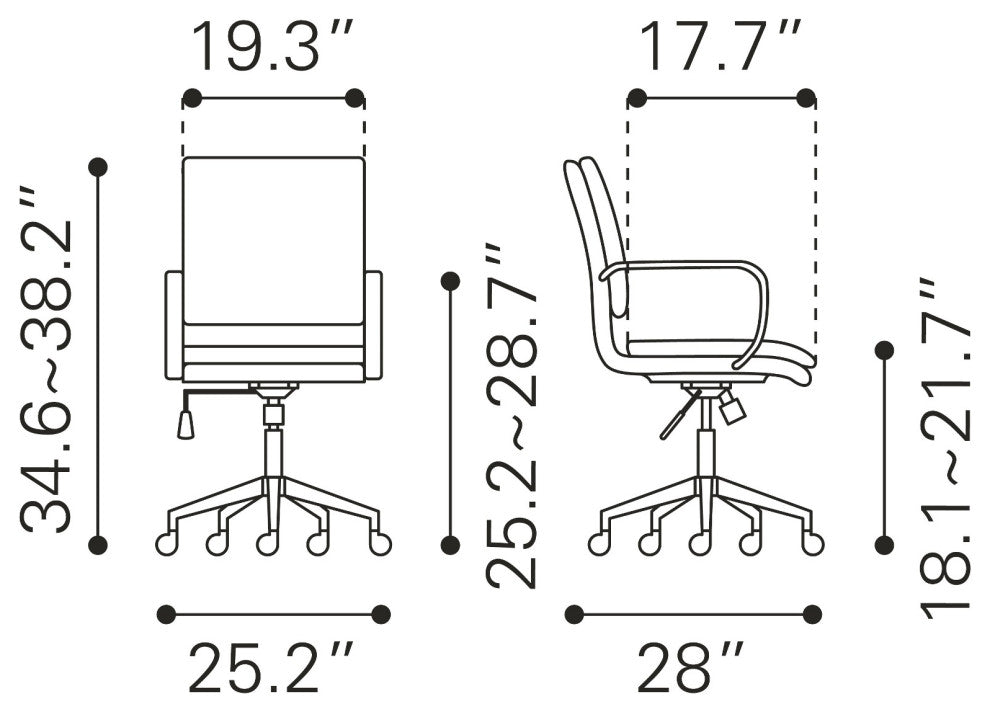 Computer Chair, Faux Vinyl Leather, Steel, Black, Chrome, Home Business Office