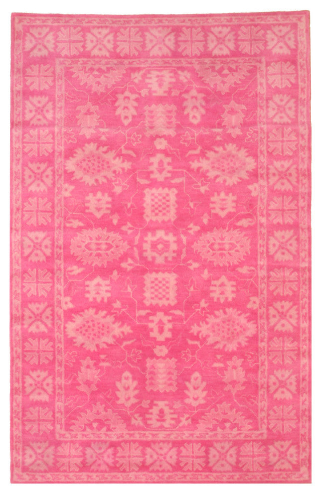 EORC Pink Hand-Tufted Wool Overdyed Rug, 7'9x9'9