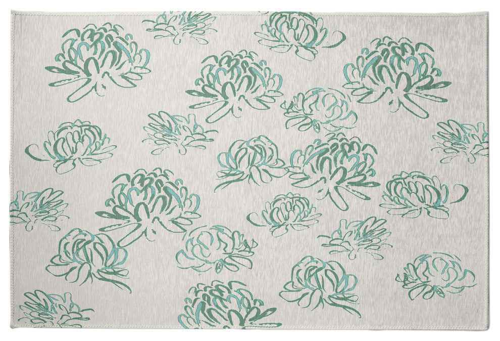 Tumbly Blossom Rug, Green, 5'x7'