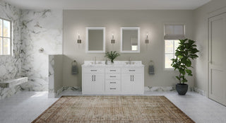 The Hudson Bathroom Vanity, White, 72", Double Sink, Freestanding