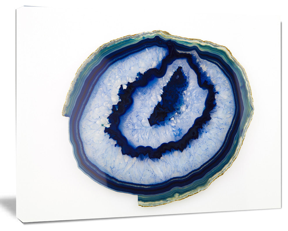 Slice of Beautiful Blue Agate, Abstract Canvas Wall Art Print, 60"x28"