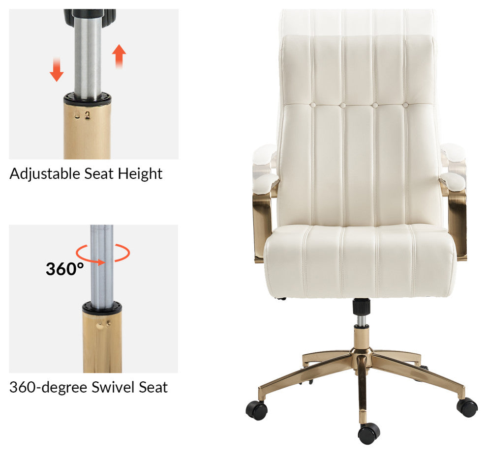 Ergonomic Vegan Leather Swivel Tilting Office Chair, Executive Office Chair, Ivy