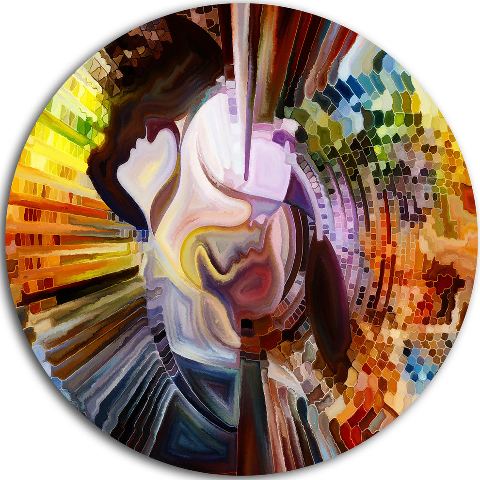 Layers Of Inner Paint, Abstract Disc Metal Artwork, 11"