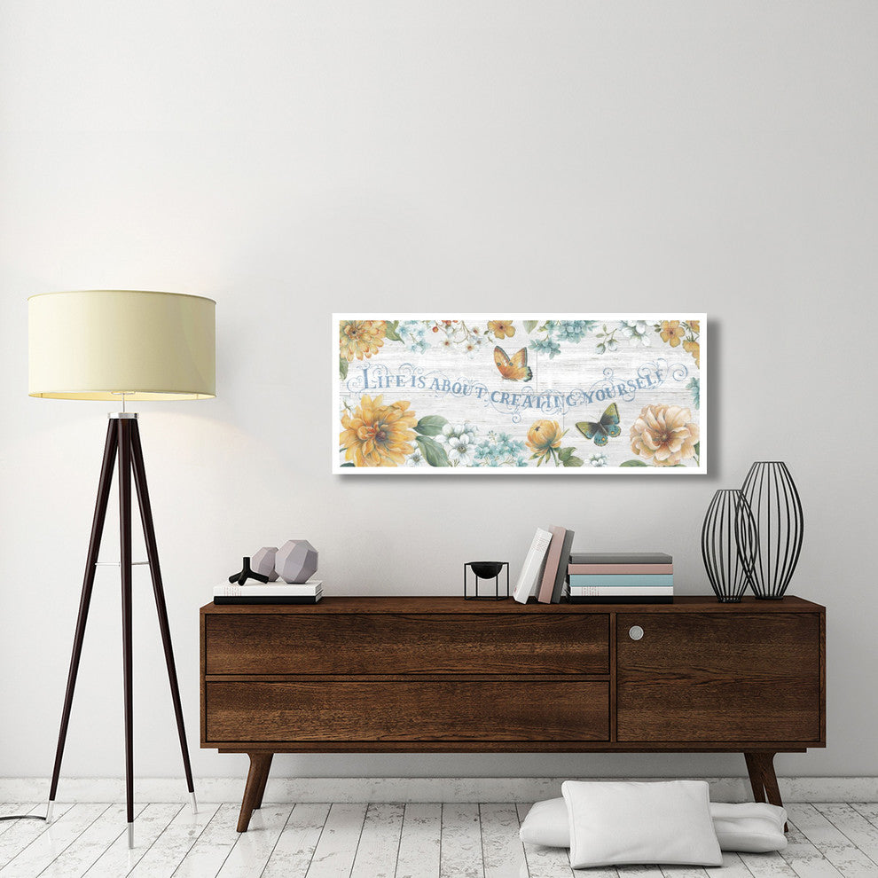 "Butterfly Bloom IV on Wood Gray" Paper Print by Daphne Brissonnet, 52"x22"
