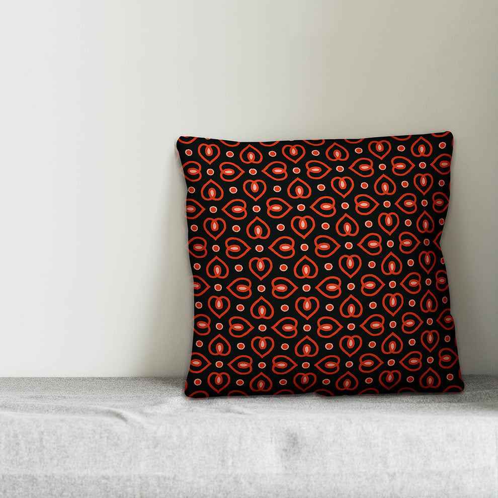 Heart Pattern, Red Throw Pillow Cover, 18"x18"