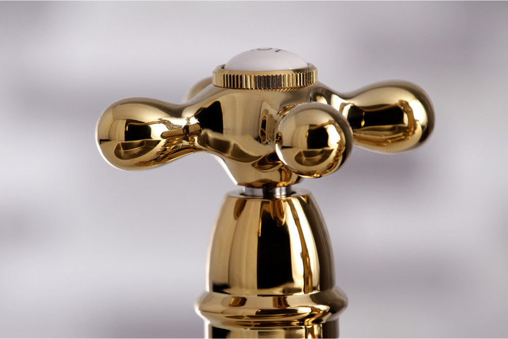 Kingston Brass Bridge Kitchen Faucet With Sprayer, Polished Brass