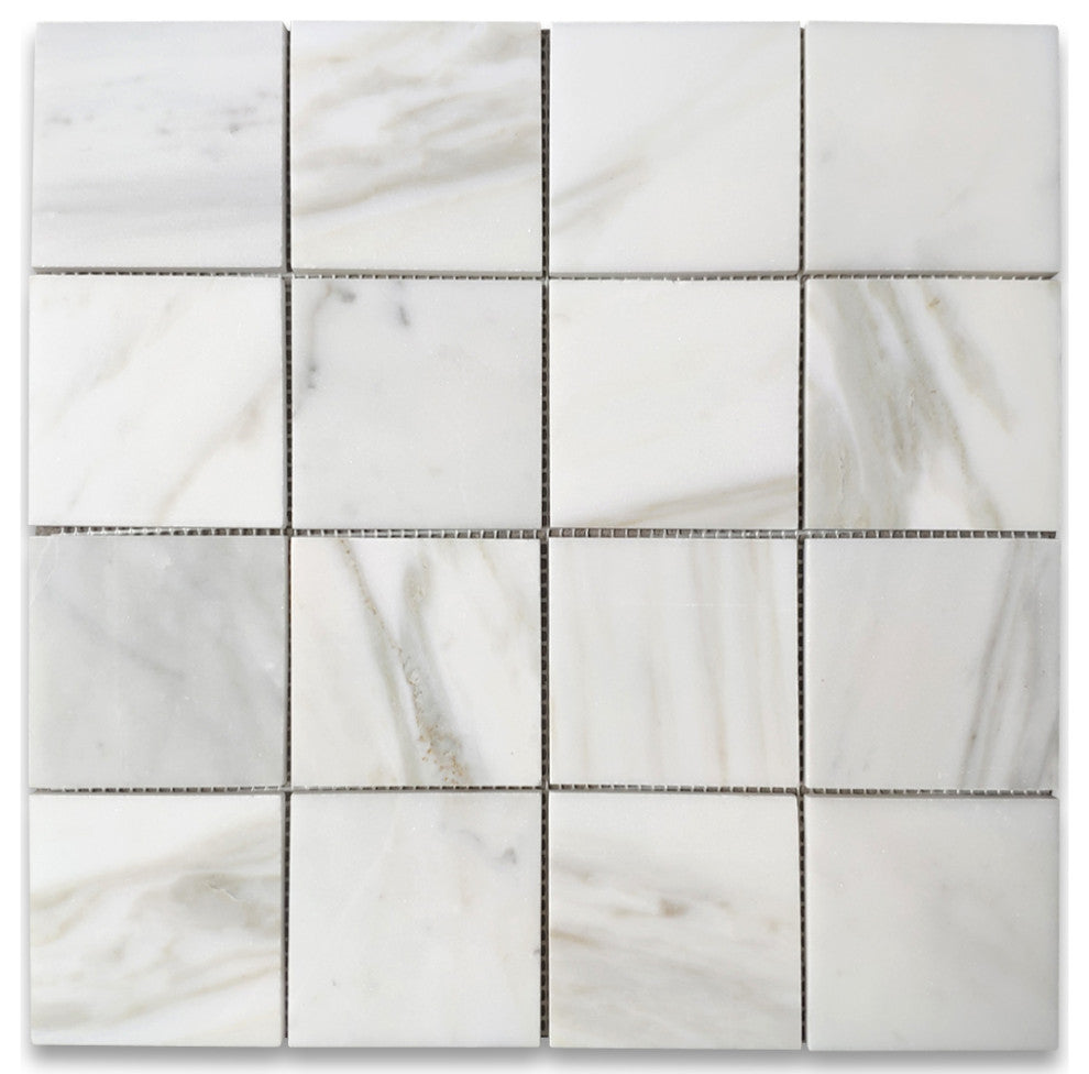 Calacatta Gold Marble 3x3 Square Mosaic Tile Polished, 1 sheet