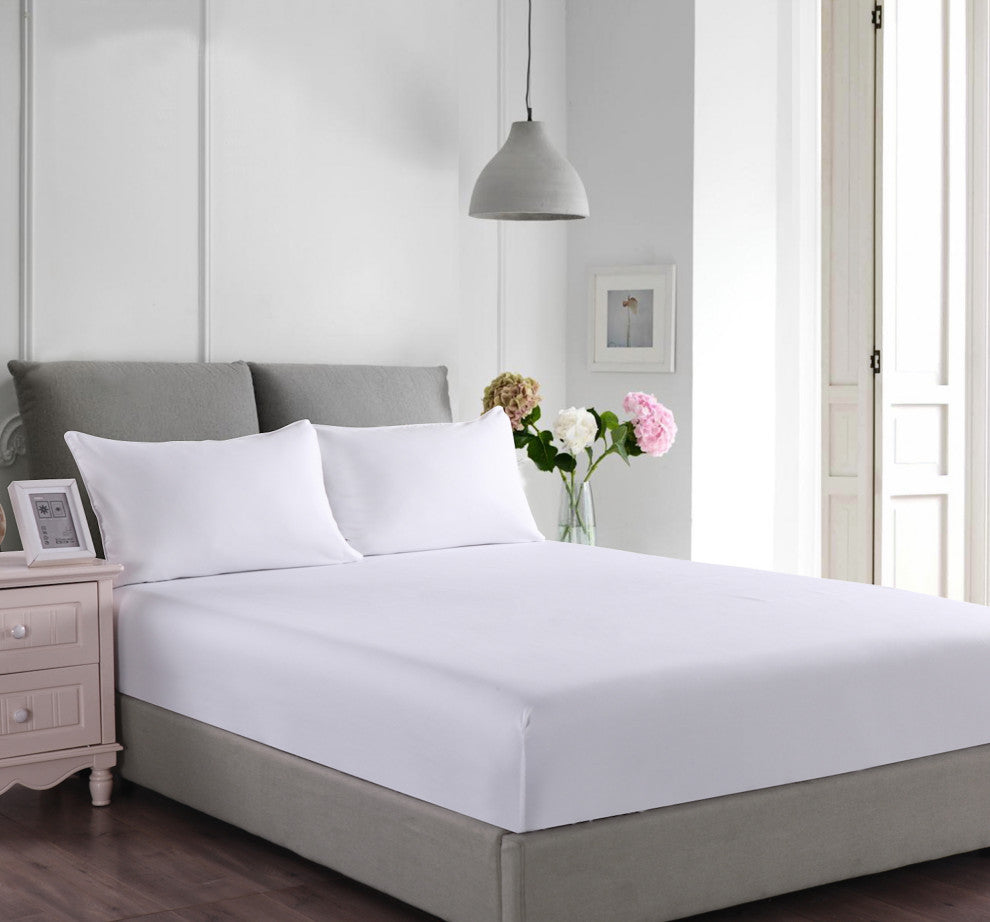 Lotus Home Microfiber Water and Stain Resistant Fitted Bed Protector Set, Full