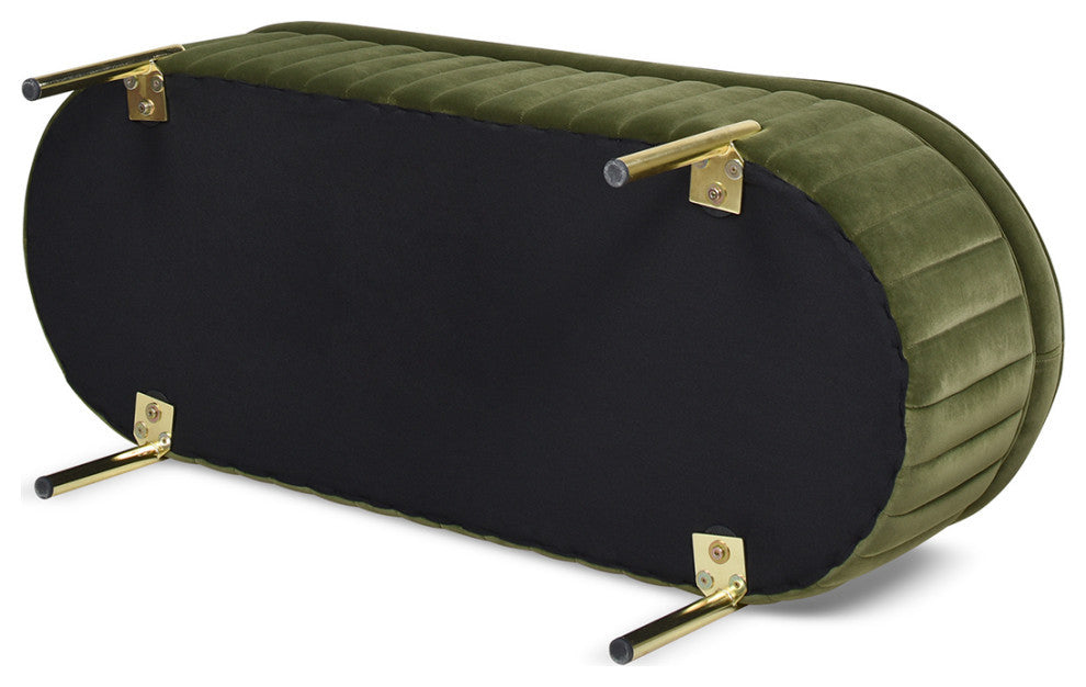 Chloe Modern Glam Storage Bench, Olive Green Performance Velvet