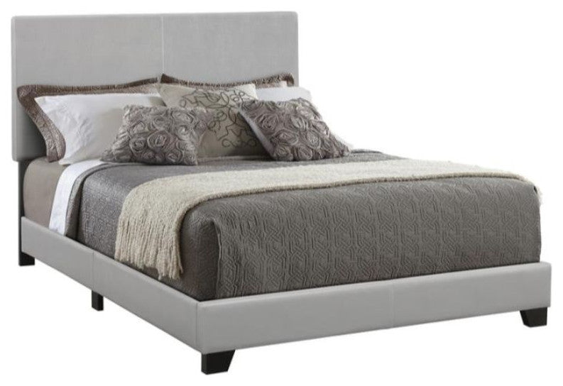 Leatherette Upholstered Bed, Queen Size, Gray