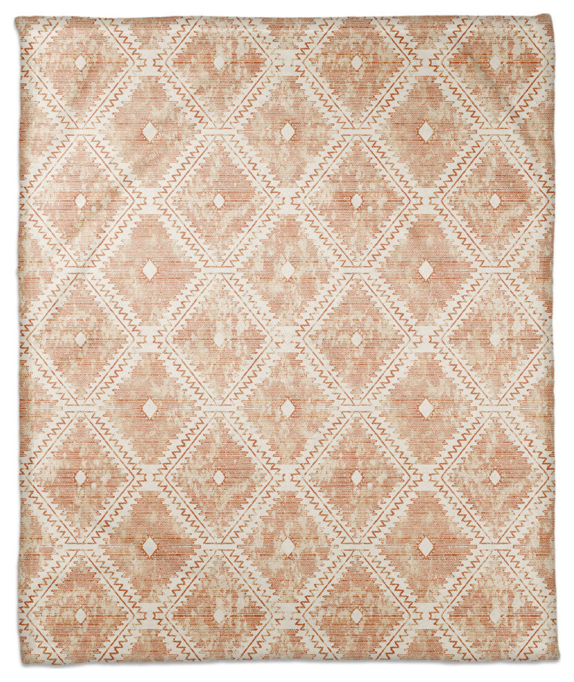 Orange Ikat 50 x 60 Coral Fleece Blanket