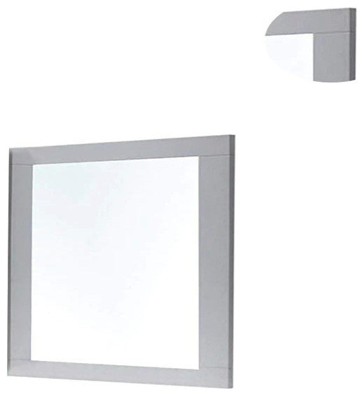 Benzara BM205634 Rectangular Wooden Frame Mirror, White and Silver