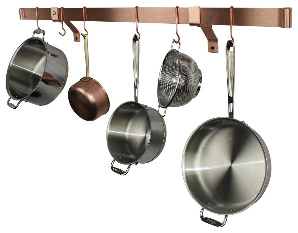 Handcrafted 48" RolledEndBar ONLY, Brush Copper(Requires WallBrackets or Hooks)