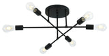 Modern Concise 6-Light Ceiling Light Sputnik Semi Flush Mount Light, Black