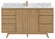 Madison  Teak 60 Single Bathroom Vanity Golden Teak 2" Carrara Marble