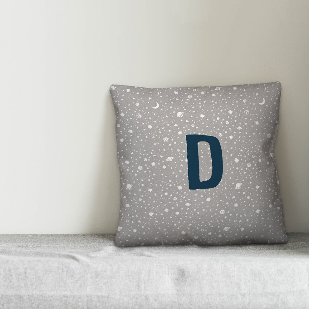 Monogram D Space Doodle 16x16 Spun Poly Pillow
