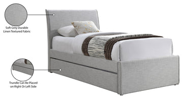 Myles Upholstered Trundle Bed, Gray, Twin, Linen Textured Fabric