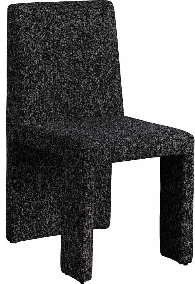 Benson Upholstered Dining Chair, Black, Linen Texured Fabric