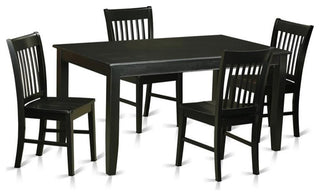 Duno5-Blk-W 5-Piece Dinette Set-Dinette Table And 4 Dining Chairs