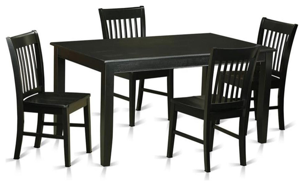 Duno5-Blk-W 5-Piece Dinette Set-Dinette Table And 4 Dining Chairs