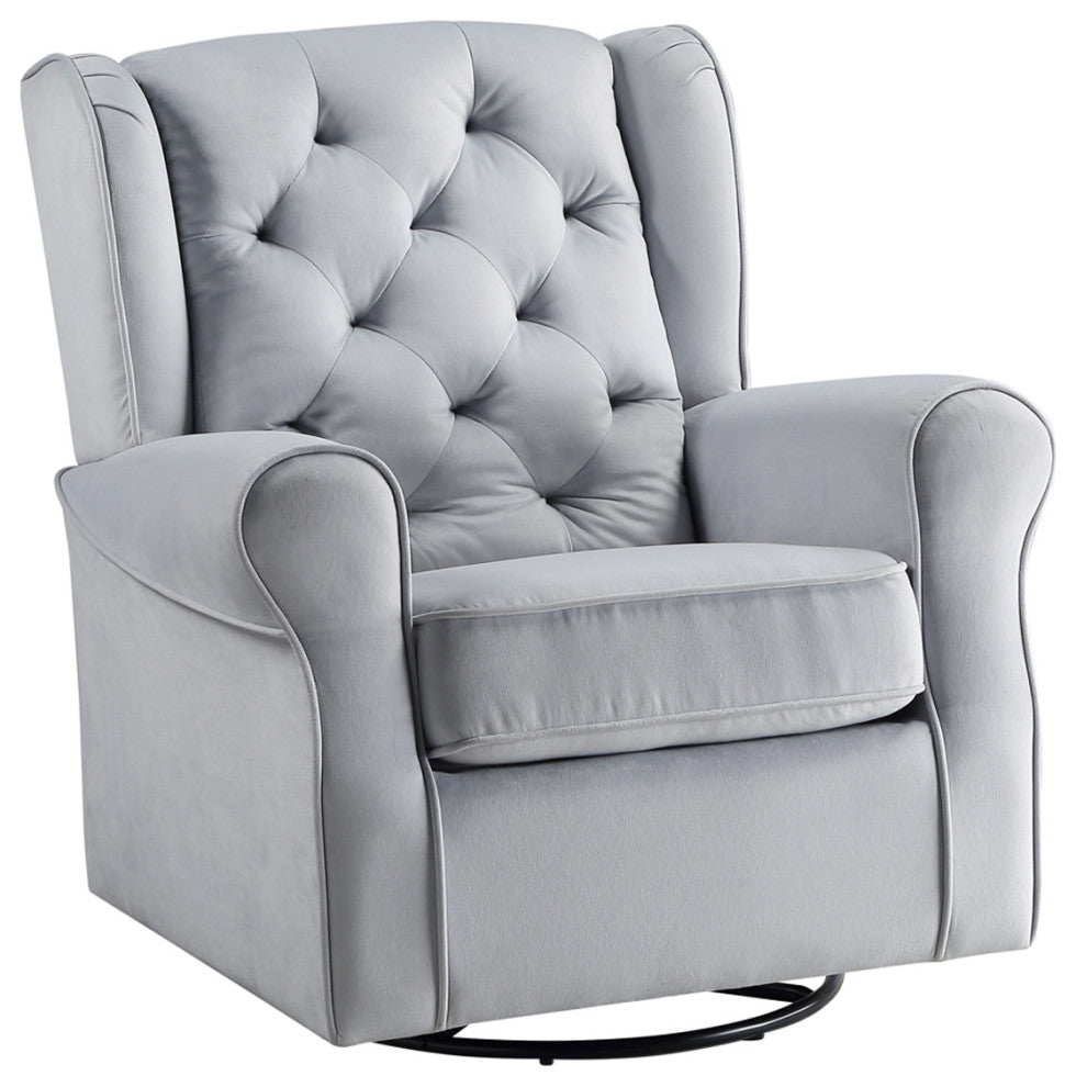 Swivel Chair With Button Tufted, Gray