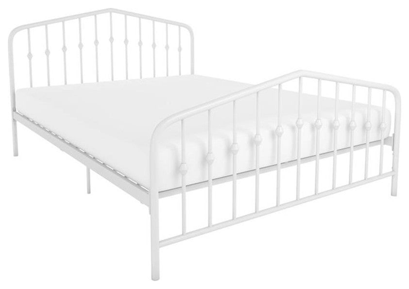 Novogratz Bushwick Queen Adjustable Metal Bed in White