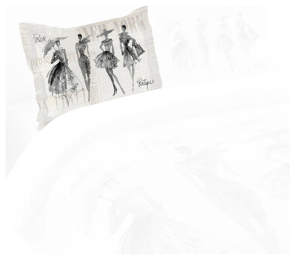 Laural Home Fashion Sketchbook Black Comforter Sham