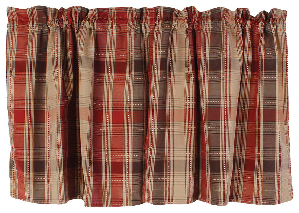 Cooper Red Kitchen Curtain, 24" Tier