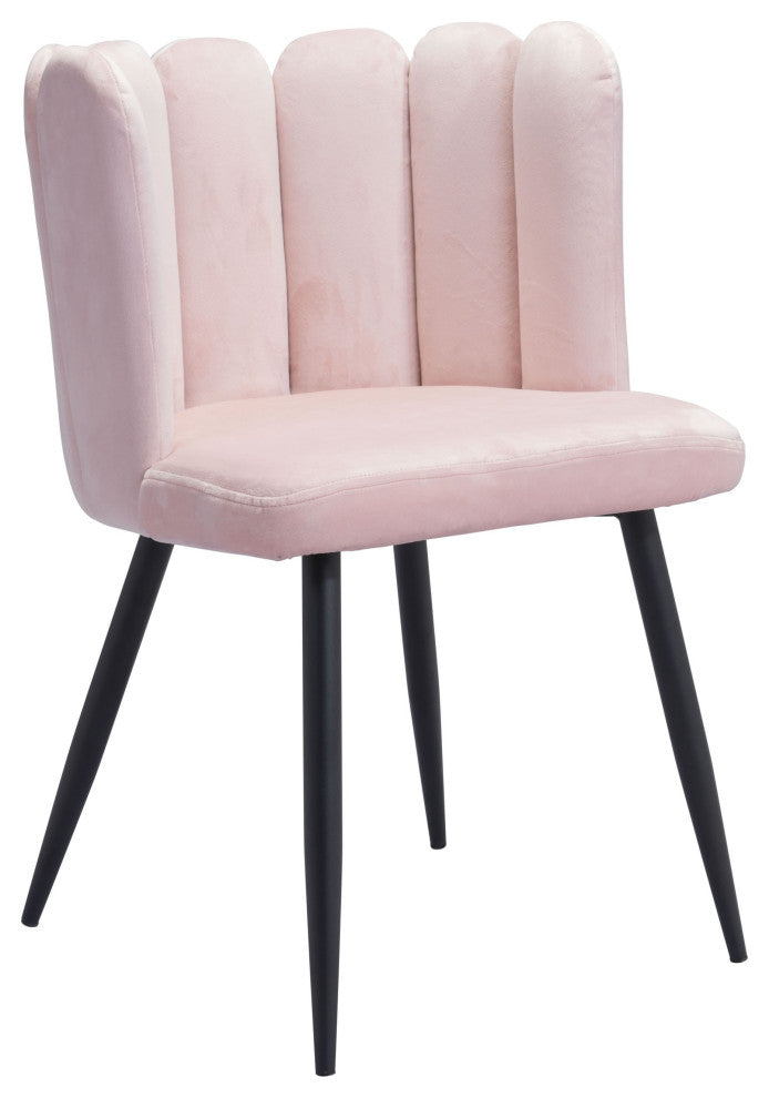 Glam Scallop Pink Velvet and Gold Dining or Accent Chairs Set of 2