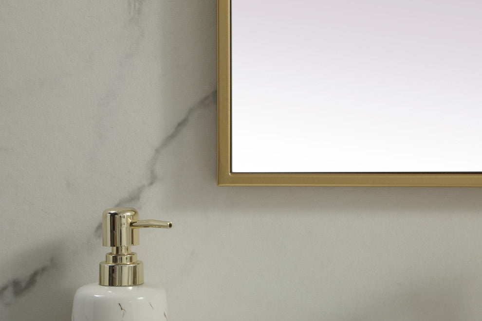 Metal Frame Rectangle Mirror 24X36 Inch, Brass
