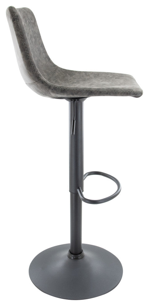 LeisureMod Tilbury Modern Adjustable Height & Swivel Bar Stool, Gray