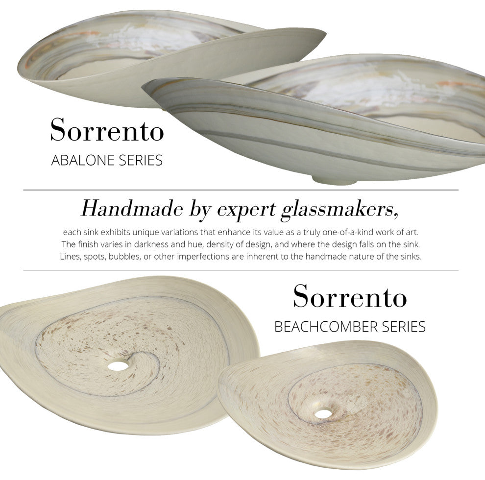 Sorrento Murano Glass Bathroom Sink, Abalone