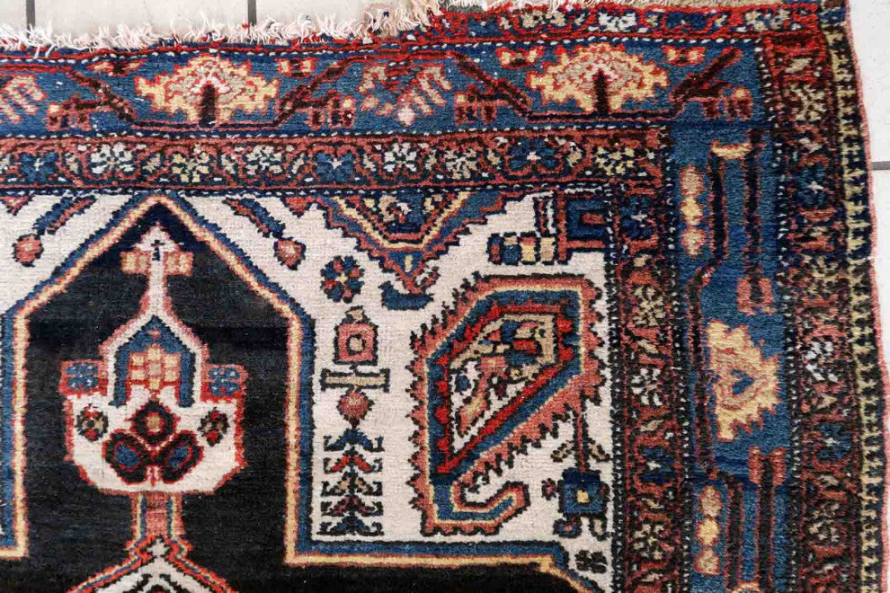 Handmade Antique Persian Malayer Rug 4'x6.5', 123cmx199cm 1920s
