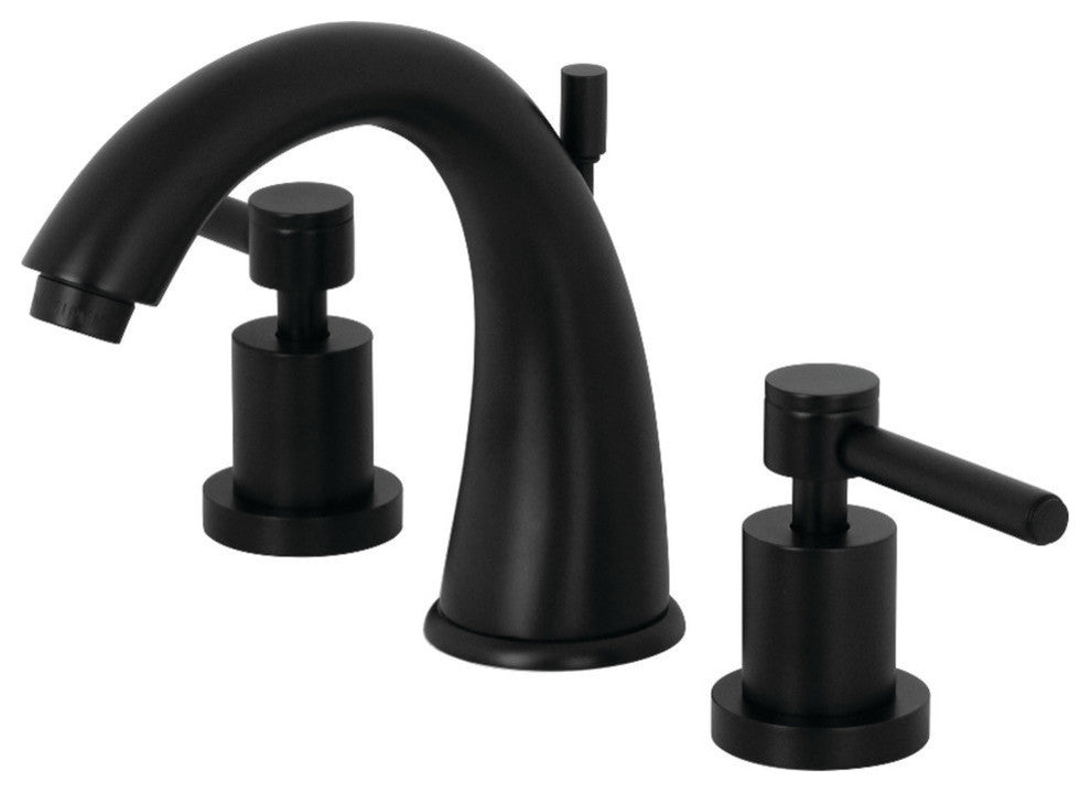 Kingston Brass Widespread Bathroom Faucet With Brass Pop-Up, Matte Black