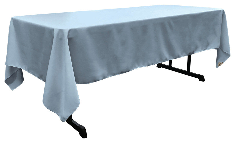 LA Linen Polyester Poplin 60"x108" Rectangular Tablecloth, Light Blue